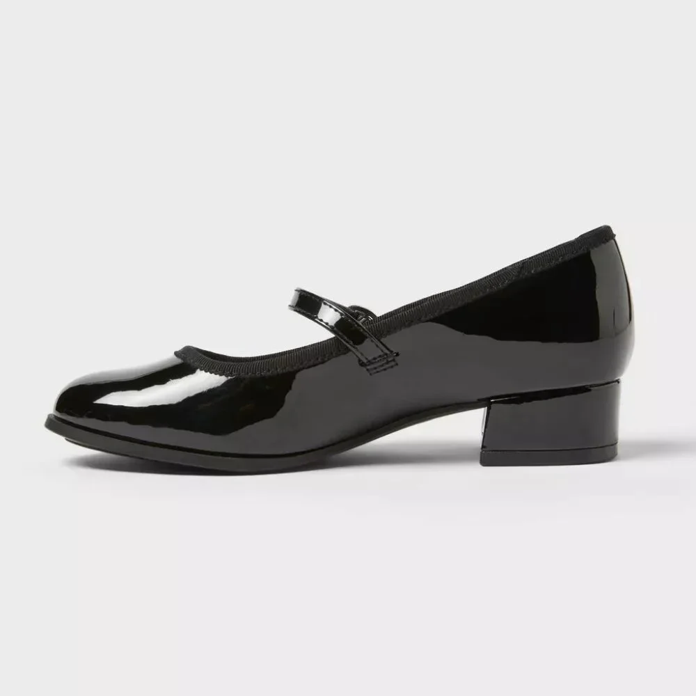 NEW Cat & Jack Kids' Avi Patent Dress Heels - Black - Size 13